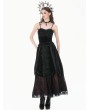 Dark in love Black Gothic Baroque Guipure Lace Ruched Velvet Long Skirt