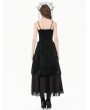 Dark in love Black Gothic Baroque Guipure Lace Ruched Velvet Long Skirt