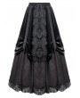 Dark in love Black Gothic Baroque Guipure Lace Ruched Velvet Long Skirt