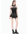 Dark in love Black Gothic Punk Cross Zipper Lace Patchwork Shorts for Women