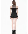 Dark in love Black Gothic Punk Cross Zipper Lace Patchwork Shorts for Women