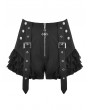 Dark in love Black Gothic Punk Cross Zipper Lace Patchwork Shorts for Women
