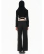 Dark in love Black Gothic Cross Zip Pocket Wide-Leg Cargo Pants for Women