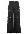 Dark in love Black Gothic Cross Zip Pocket Wide-Leg Cargo Pants for Women