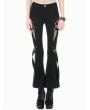 Dark in love Black Gothic Punk Mesh Patchwork Cutout Buckle Flare Pants for Women