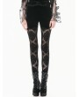 Dark in love Black Gothic Retro Embroidery Sheer Lace Patchwork Velvet Leggings for Women