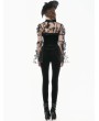 Dark in love Black Gothic Retro Embroidery Sheer Lace Patchwork Velvet Leggings for Women