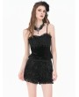 Dark in love Black Gothic Rose Jacquard Lace Trimmed Shorts for Women