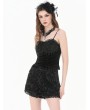 Dark in love Black Gothic Rose Jacquard Lace Trimmed Shorts for Women