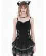 Dark in love Black Gothic Metallic Buckle Straps Cami Top for Women