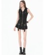 Dark in love Black Dark Rebel Gothic Punk Hooded Vest Top for Women
