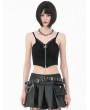 Dark in love Black Gothic Skull Crossbone Rebel Punk Zip Camisole Top for Women