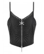 Dark in love Black Gothic Skull Crossbone Rebel Punk Zip Camisole Top for Women