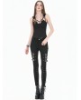 Dark in love Black Gothic Functional Cutout Metal Ring Strap Tank Top for Women