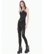Dark in love Black Gothic Functional Cutout Metal Ring Strap Tank Top for Women