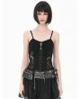 Dark in love Black Gothic Punk Spiderweb Mesh Spliced Cami Top for Women