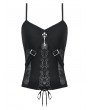 Dark in love Black Gothic Punk Spiderweb Mesh Spliced Cami Top for Women