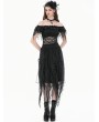Dark in love Black Gothic Romantic Off-Shoulder Sheer Lace Top for Women
