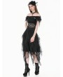 Dark in love Black Gothic Romantic Off-Shoulder Sheer Lace Top for Women