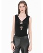 Dark in love Black Gothic Spider Decor Skeleton Cut-out Halter Tank Top for Women