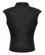 Dark in love Black Gothic Tech-Punk Studded Sleeveless Polo Top for Women