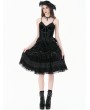 Dark in love Black Gothic Vintage Velvet Lace Patchwork Cami Top for Women