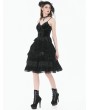 Dark in love Black Gothic Vintage Velvet Lace Patchwork Cami Top for Women