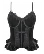 Dark in love Black Gothic Vintage Velvet Lace Patchwork Cami Top for Women