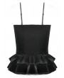 Dark in love Black Gothic Vintage Velvet Lace Patchwork Cami Top for Women