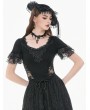 Dark in love Black Gothic Dark Lace Embroidery Panel Fitted Top for Women