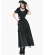 Dark in love Black Gothic Dark Lace Embroidery Panel Fitted Top for Women