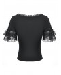 Dark in love Black Gothic Dark Lace Embroidery Panel Fitted Top for Women