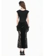 Dark in love Black Gothic Deep-V Lace Patchwork Draped Crop Top for Women
