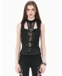 Dark in love Black Gothic Punk Metallic Ring Cutout Vest Top for Women