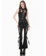 Dark in love Black Gothic Punk Metallic Ring Cutout Vest Top for Women