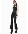 Dark in love Black Gothic Punk Metallic Ring Cutout Vest Top for Women