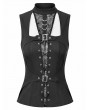 Dark in love Black Gothic Punk Metallic Ring Cutout Vest Top for Women