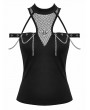 Dark in love Black Gothic Techwear Cutout Chain Cross Halter Top for Women