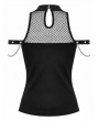 Dark in love Black Gothic Techwear Cutout Chain Cross Halter Top for Women