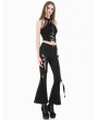 Dark in love Black Gothic Silver Cross Buckled Punk Halter Crop Top for Women