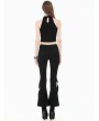 Dark in love Black Gothic Silver Cross Buckled Punk Halter Crop Top for Women