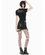 Dark in love Black Gothic Sheer Spiderweb Mesh Short Sleeve Top for Women