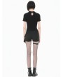 Dark in love Black Gothic Sheer Spiderweb Mesh Short Sleeve Top for Women