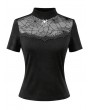 Dark in love Black Gothic Sheer Spiderweb Mesh Short Sleeve Top for Women