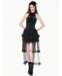 Dark in love Black Gothic Victorian Lace Panel Rose Halter Top for Women