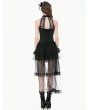 Dark in love Black Gothic Victorian Lace Panel Rose Halter Top for Women