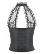 Dark in love Black Gothic Victorian Lace Panel Rose Halter Top for Women