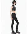 Dark in love Black Gothic Punk Tech-Wear Zipper Leather Crop Top for Women