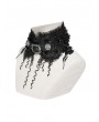 Devil Fashion Black Gothic Flower Applique Fringed Collar