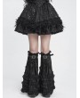 Devil Fashion Black Gothic Lace Ruffle Buckle-Up Leg Warmers